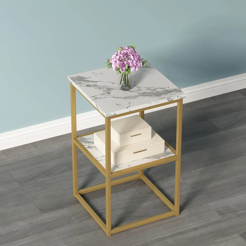 Myhozm 3-piece Round Coffee and Side Table Set with Open Shelves