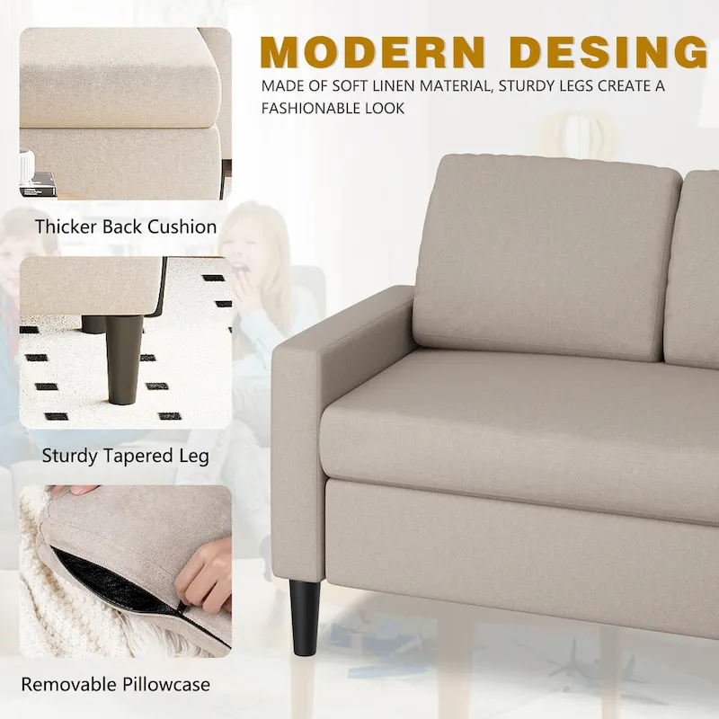 Futzca 74 Convertible Sectional Sofa Couch, Small L-Shaped Sofa