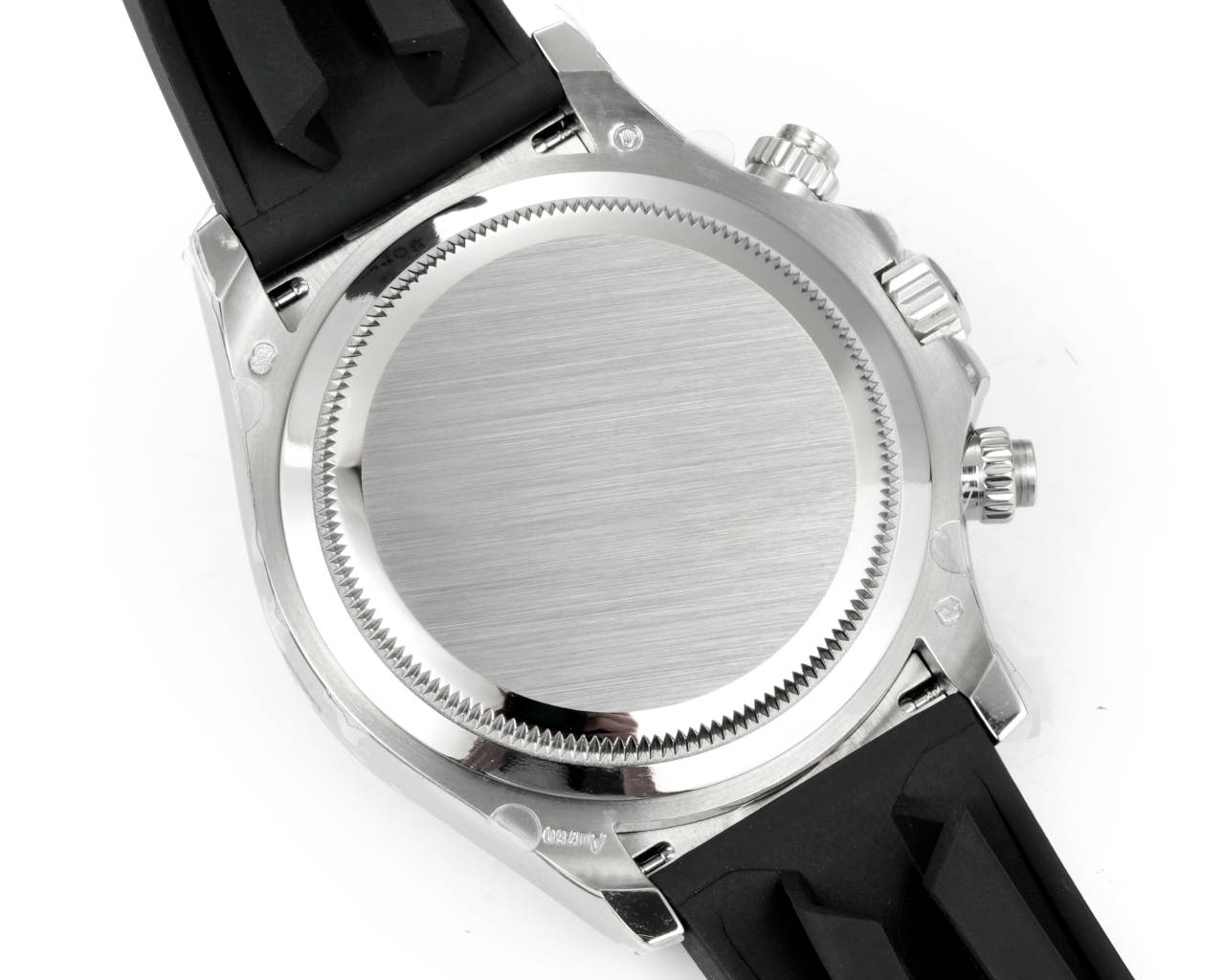 Rolex Daytona replica brushed steel case back with rubber strap