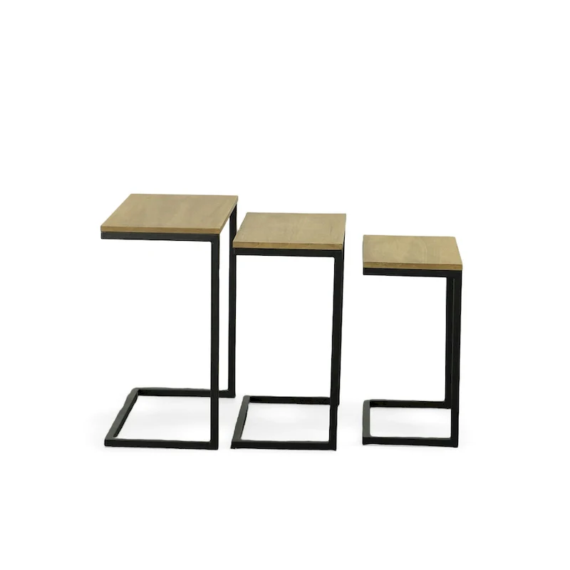 Black Metal Side Table with Slide-Under Base