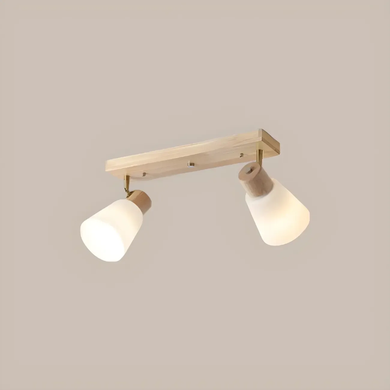 Natural Wood White Cone Glass Adjustable Semi Flush Track Light