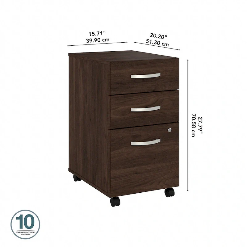 Hybrid 3 Drawer Mobile File Cabinet by Bush Business Furniture