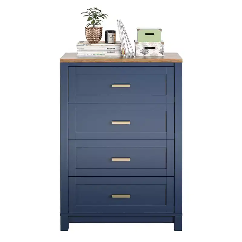Armada 4-Drawer Dresser, Navy with Walnut Top