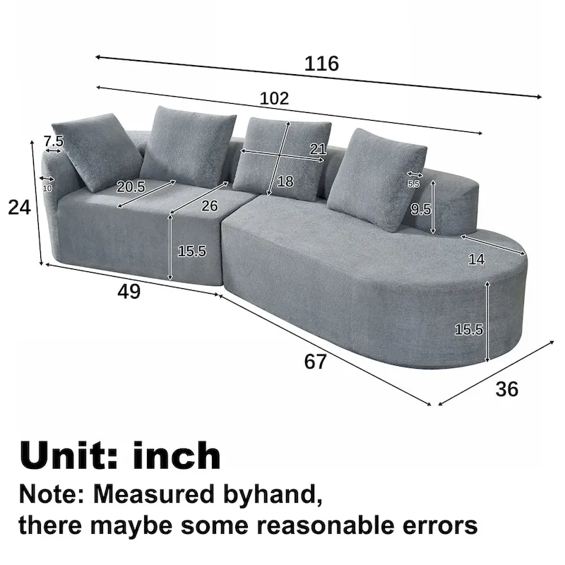 Christopher Knight Home - Olivia Curved Foam Sofa Set - 116  L