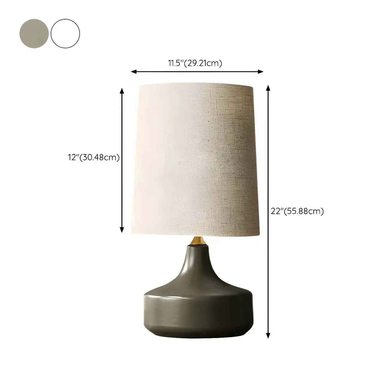 Modern Ceramic Barrel Bedside Table Lamp with Linen Shade