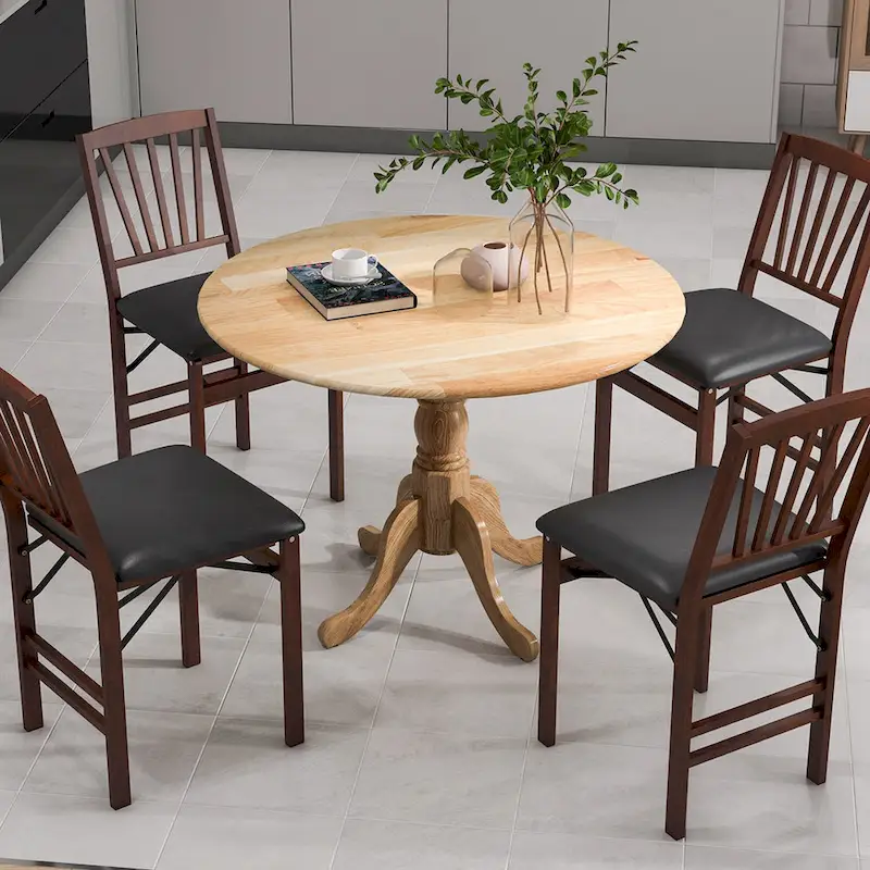 Costway Rustic Dining Table Wooden Dining Table with Round Tabletop & - See Details
