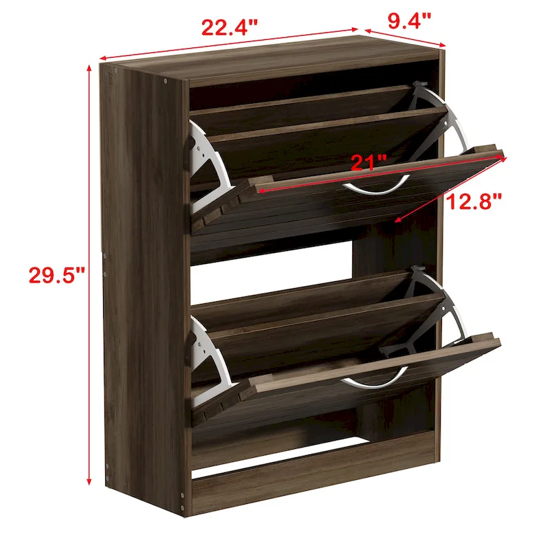 FUFU&GAGA 2 Tiers Shoe Rack Cabinet Shoe Cabinet Space-Saving