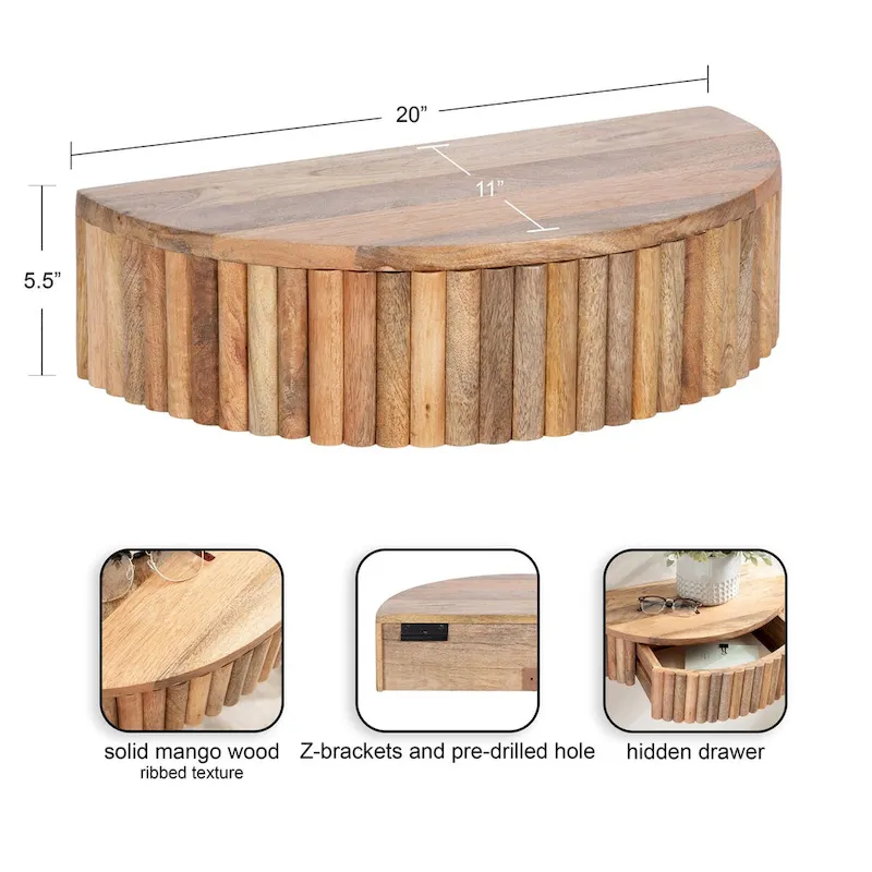 Kate and Laurel Reid Ribbed Floating Side Table