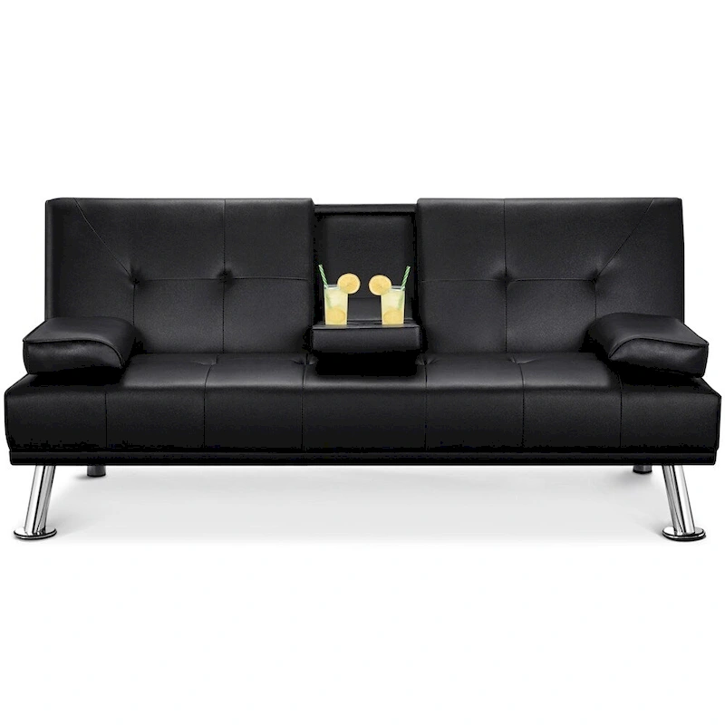 Yaheetech Modern Recliner Couch Faux Leather Futon Sofa Bed