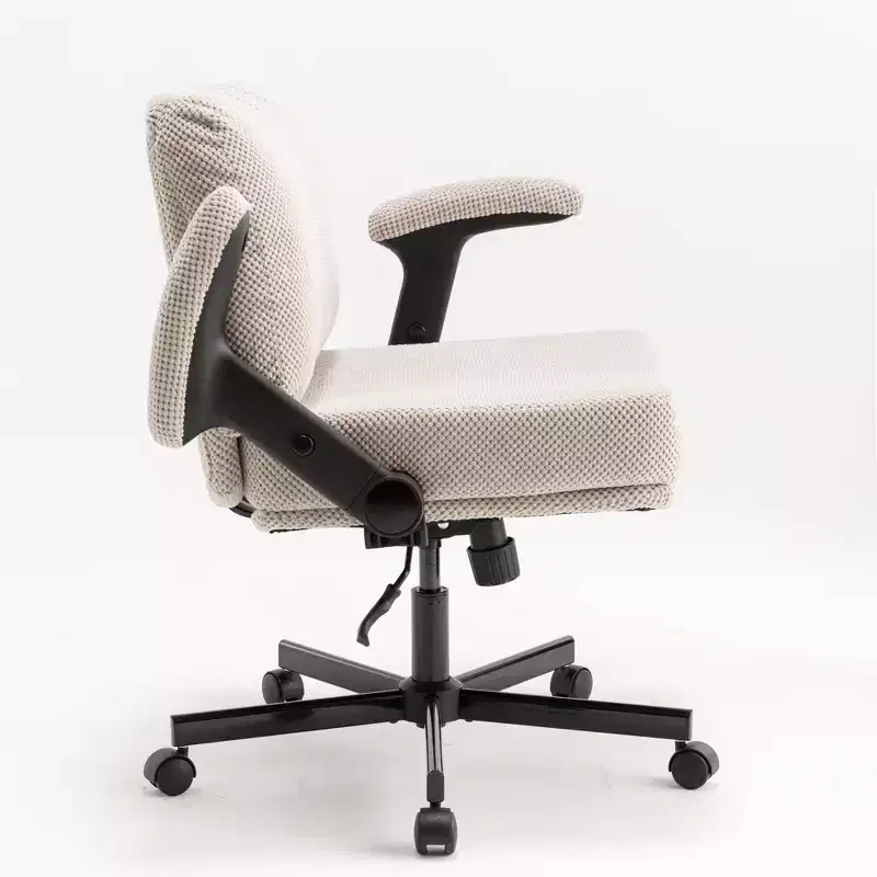 Criss-Cross Flip-Arm Chair C Thick Cushion Wide Seat, Wheels & Swivel for Home/Apartment/Bedroom