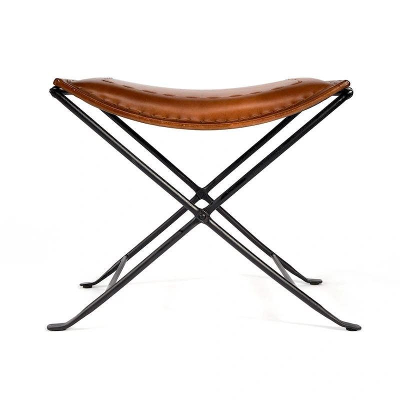Handmade Butler Melton Leather Stool (India)