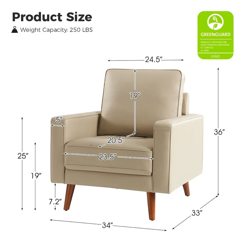 Elizabeth Mid-century Genuine Leather Arm Chair Set of 2 by HULALA HOME