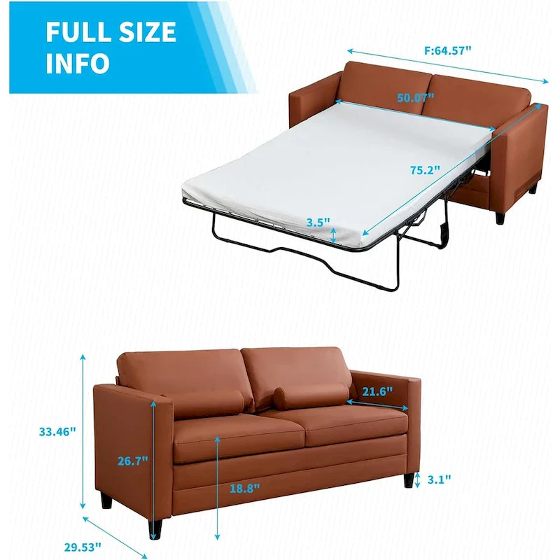 Mixoy Pull Out Sofa Bed,Modern Convertible Sleeper Sofa,2-in-1 Couch Bed with Mattress,Futon Couches