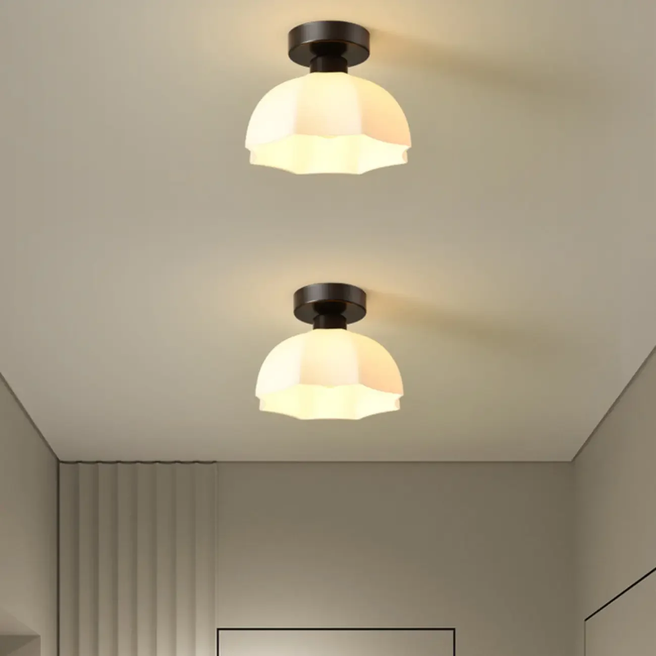 Modern Hallway Metal Rhombus Semi Flush Ceiling Light