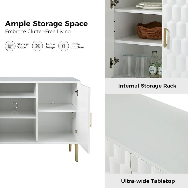63 Wide Modern Sideboard with Adjustable Shelves by HULALA HOME