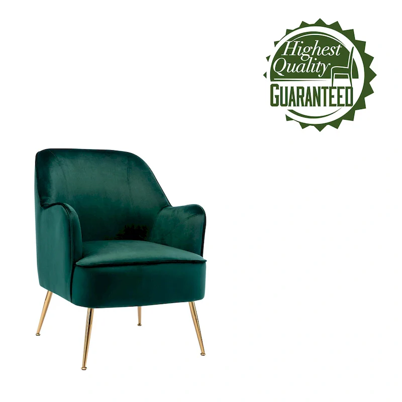 Velvet Upholstered Accent Chair with Gold Chrome Legs