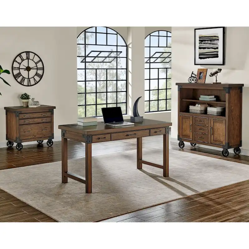 Addison Rustic Writing Desk, Writing Table, Office Desk, Brown
