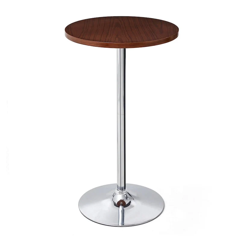 Glitzhome 39.5H Modern Bistro Walnut Top Round Pub Bar Table