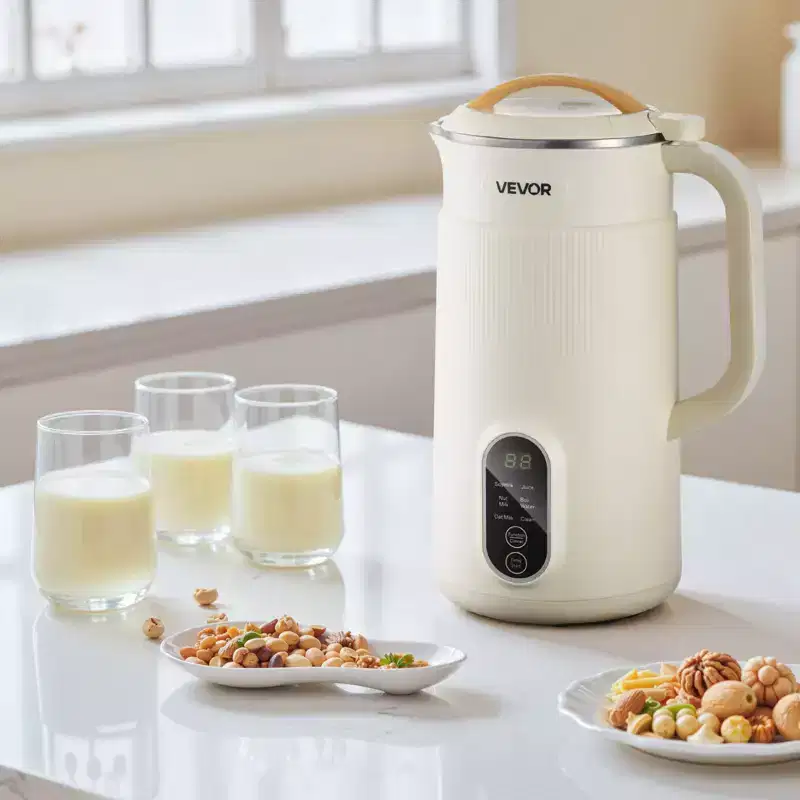 VEVOR 6-in-1 Nut Milk Maker, 20 oz Soy Milk Maker Machine with 6 Blades, for Homemade Oat, Nut, Soy, Juice, Plant-Based and Non Dairy Beverages, White