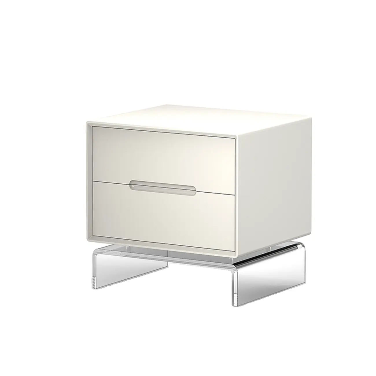 Modern Acrylic Leg Timber White Nightstand with Drawers