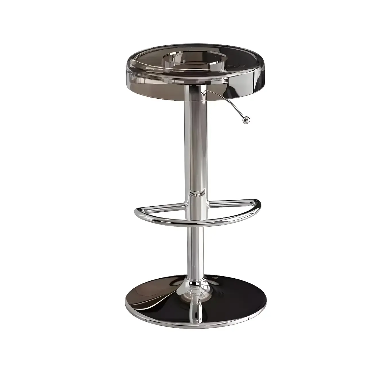 Sleek Metal Clear Acrylic Swivel Adjustable Bar Stool
