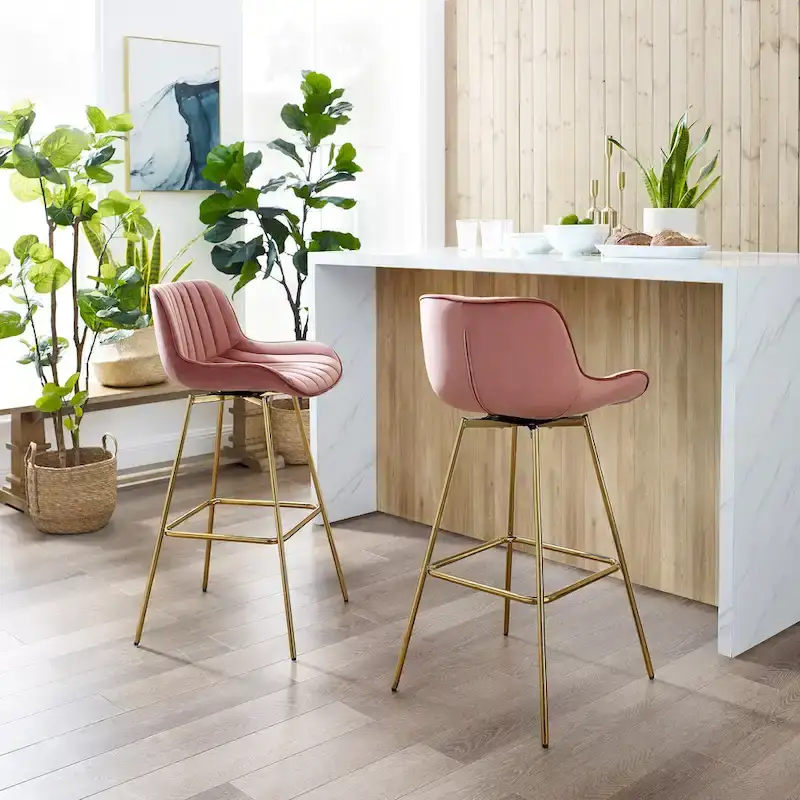 Modern Swivel Velvet Barstool