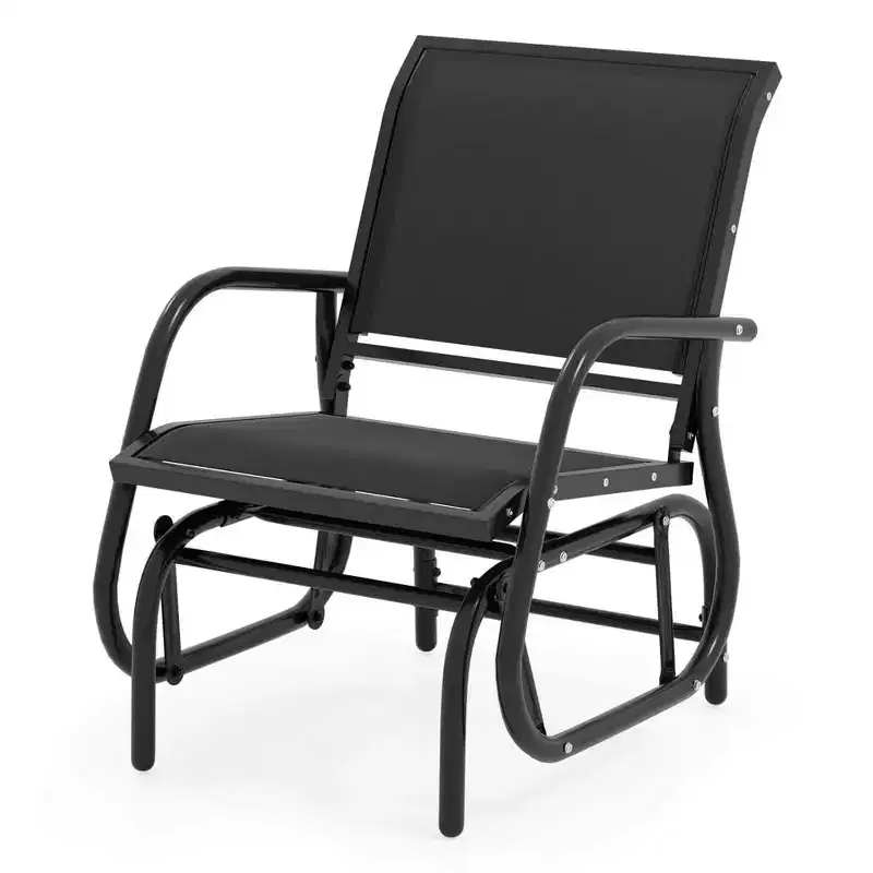 Costway Outdoor Single Swing Glider Rocking Chair Armrest Garden Porch Backyard Gray/Brown/Black