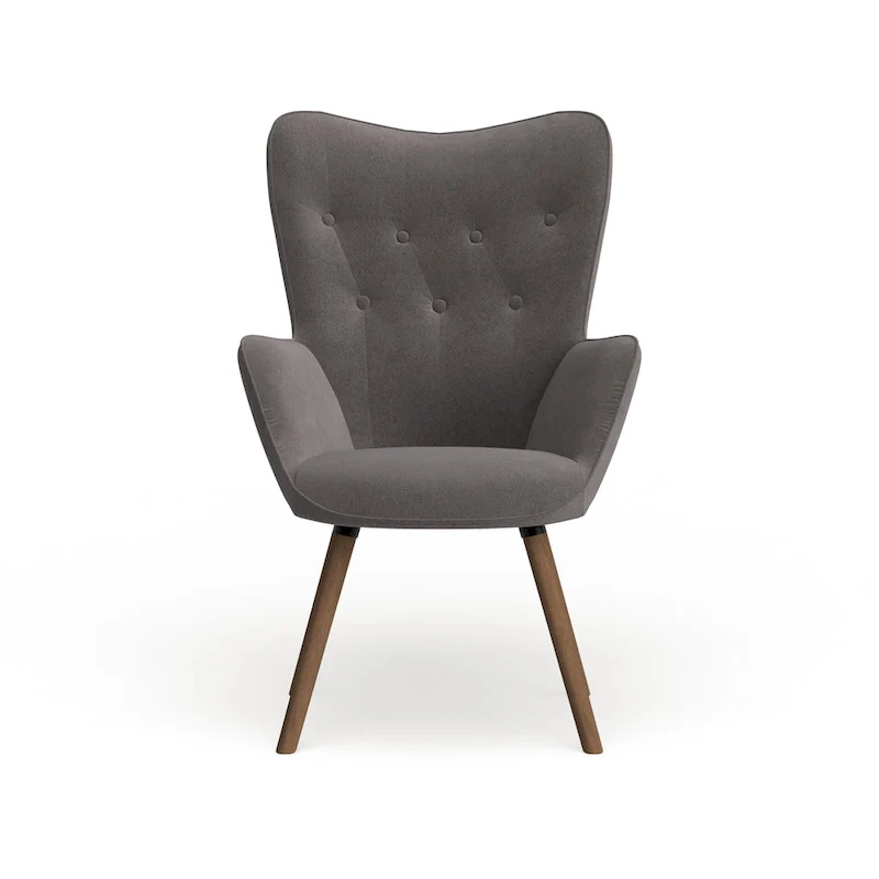 Button-tufted High-back Velvet Accent Chair