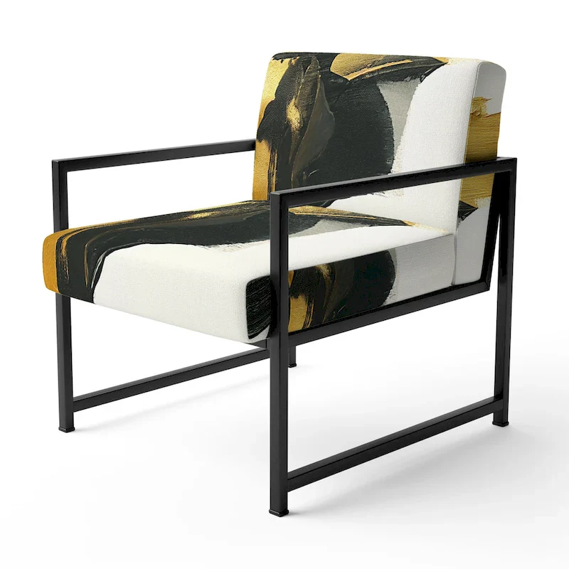 Geometric Black And Teal IV Upholstered Accent Chair