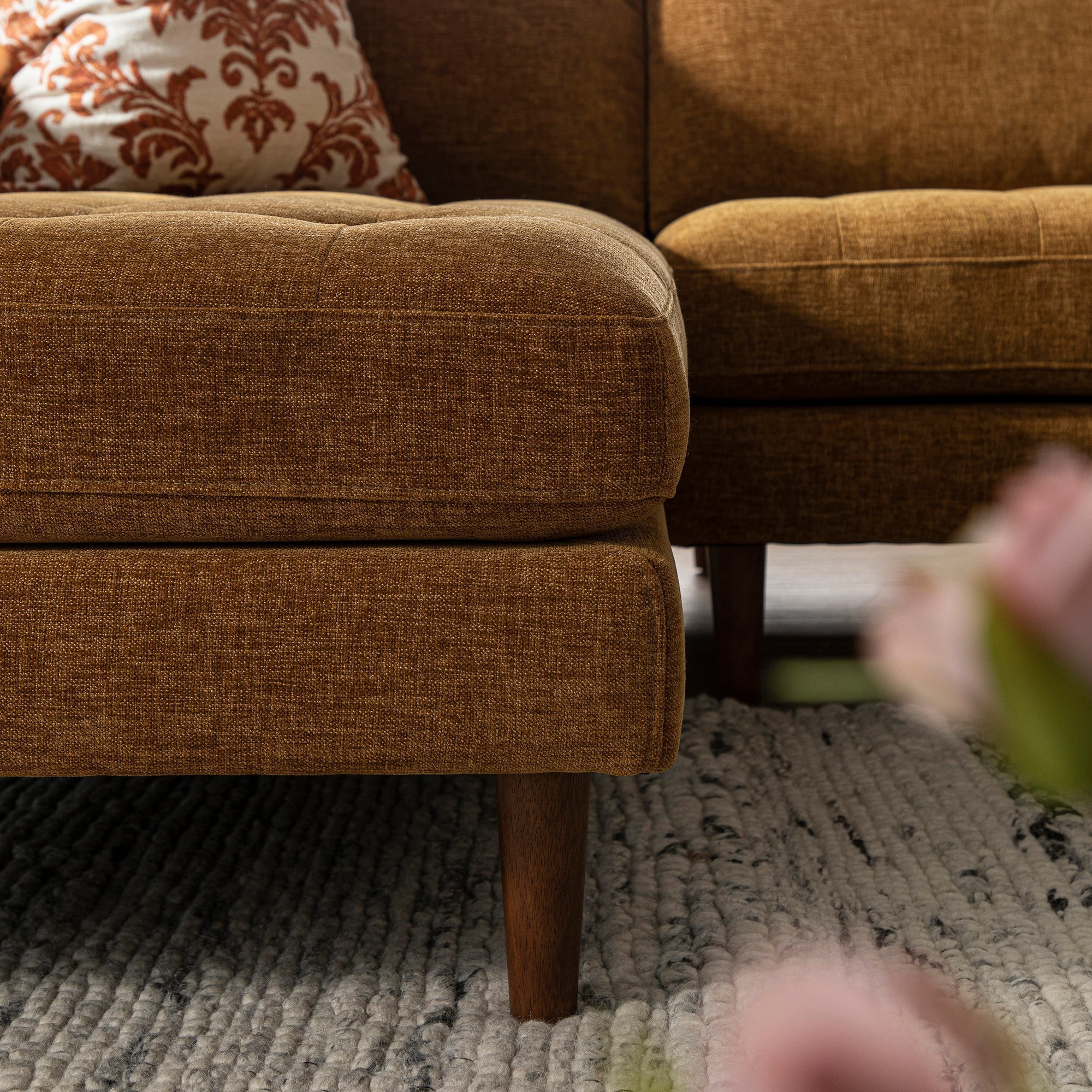 Spiced Honey Chenille Grand 4-Seater Chaise End Sofa, Left Hand Facing