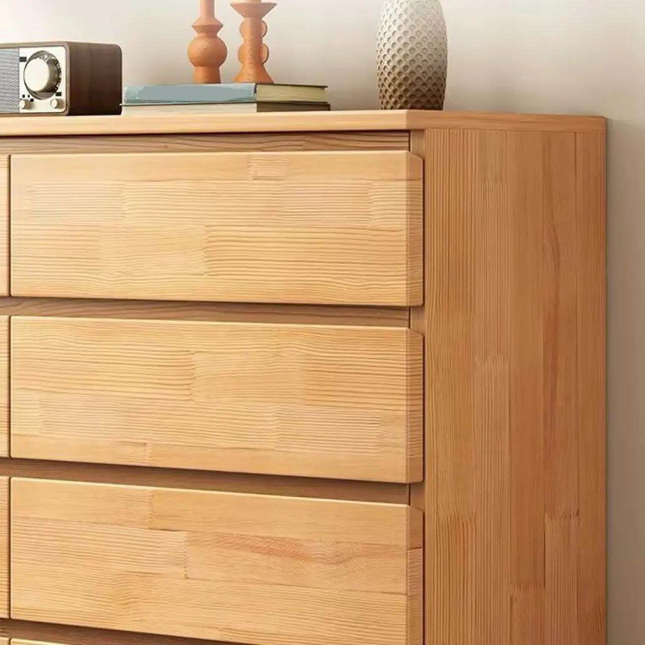 Modern Natural Wood Gloss Surface Dresser with 8-Drawers