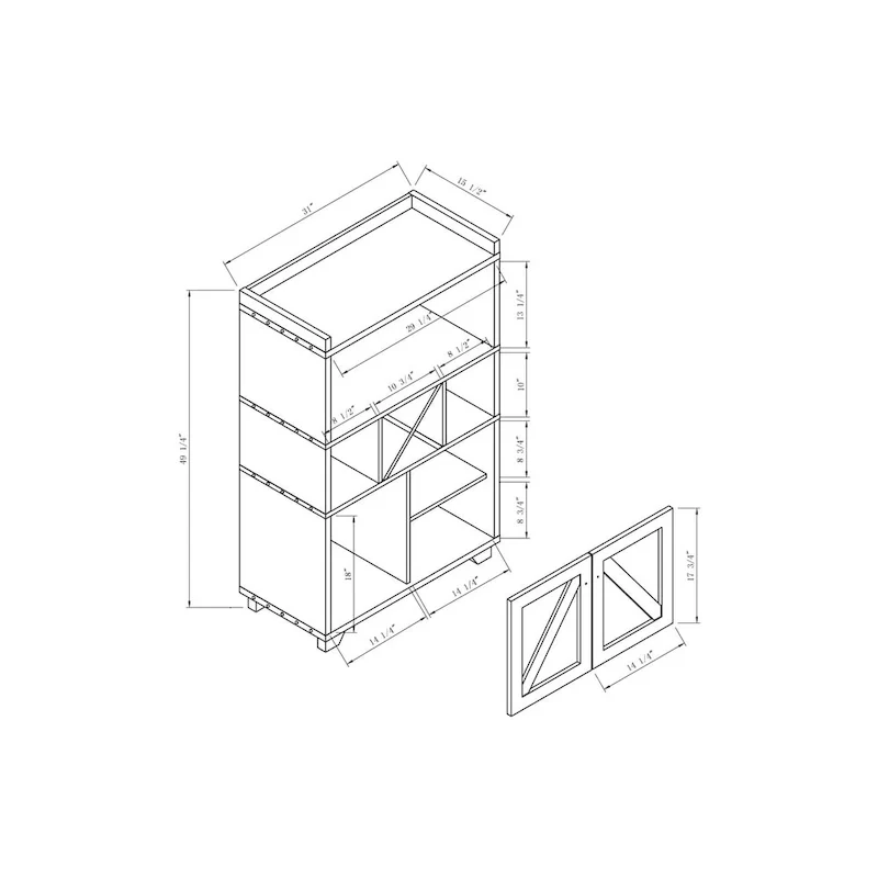 Farmhouse Wine Cabinet Buffet with Stemware Rack & 6 Shelves
