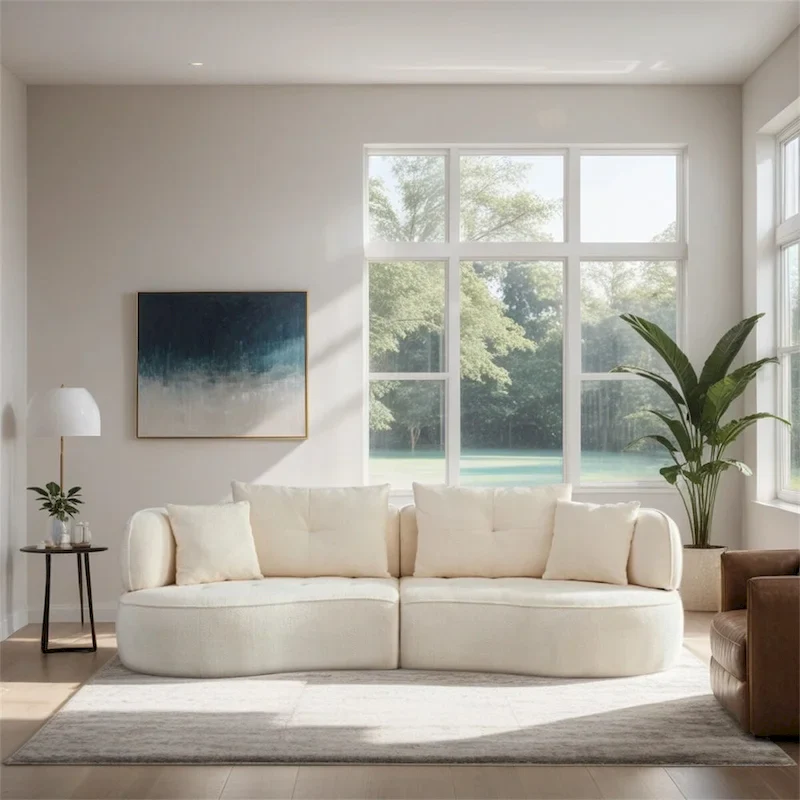 Sectional Sofa With Removable Pillows,Durable Fabric,Solid Wood Frame