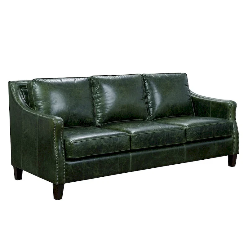 Essex Distressed Green Top Grain Leather Sofa and Loveseat Set