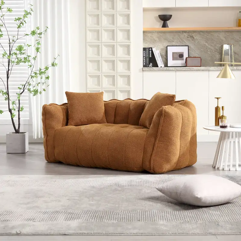 Yellow Modern 65 Chenille Loveseat