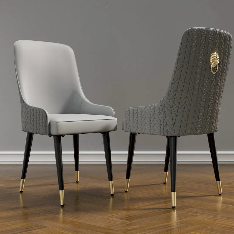 Modern PU Leather Dining Chair with Metal Legs - 17x17x36