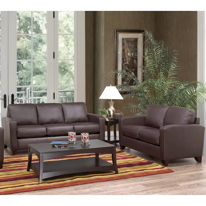 Bryce Italian Top Grain Leather Sofa and Loveseat Set