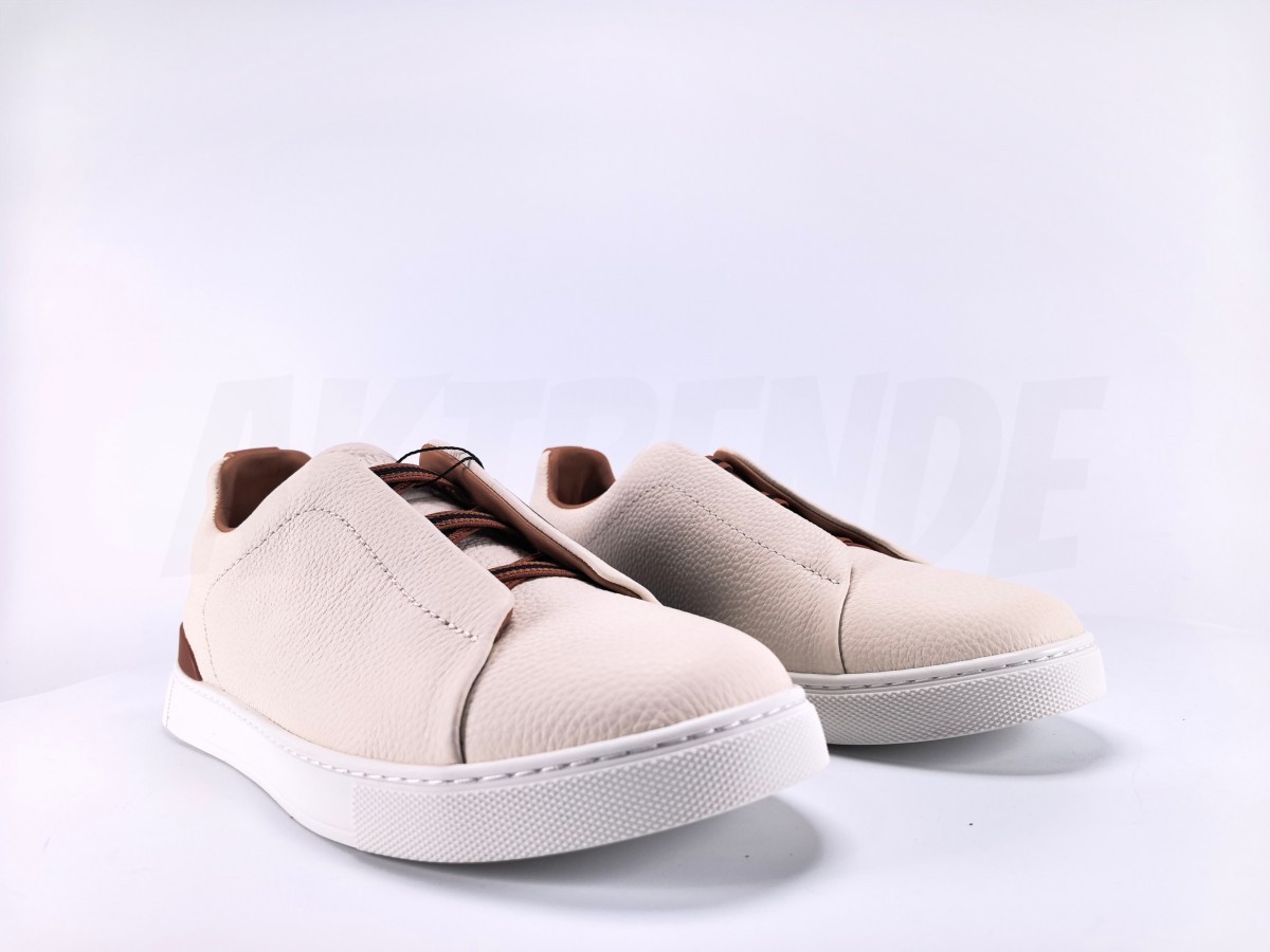 Zegna Deerskin Triple Stitch Off White/Brown - Aktrende