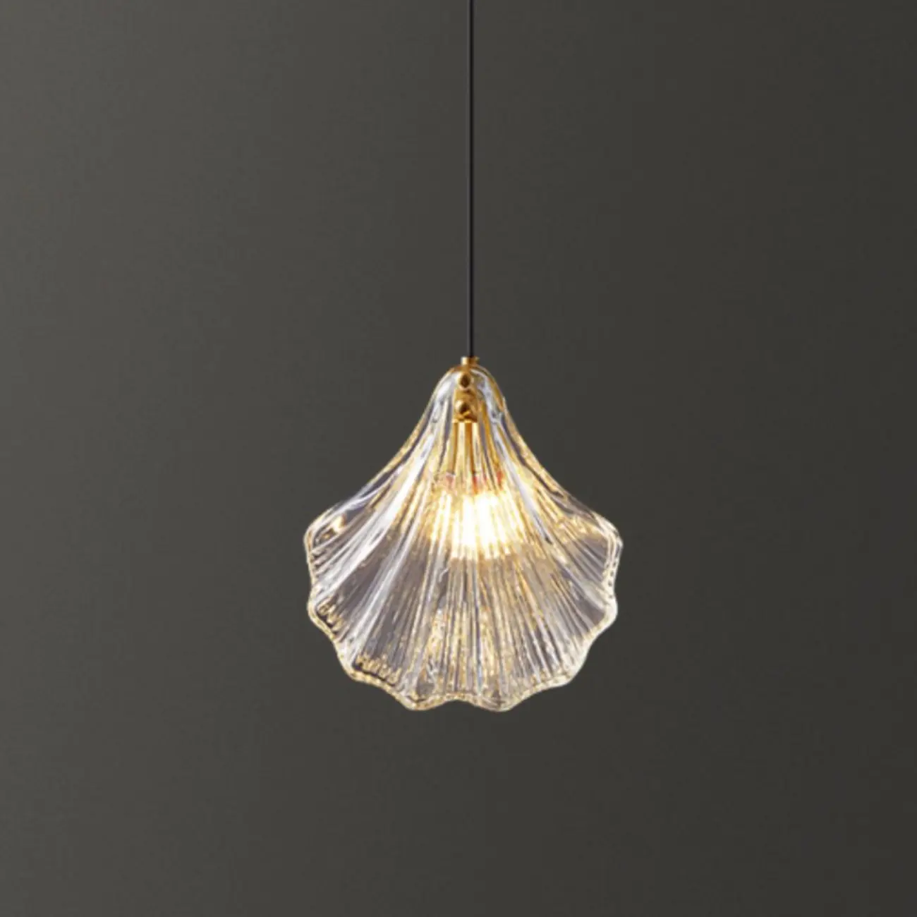 Modern Gold Clear Glass Shell Pendant Light