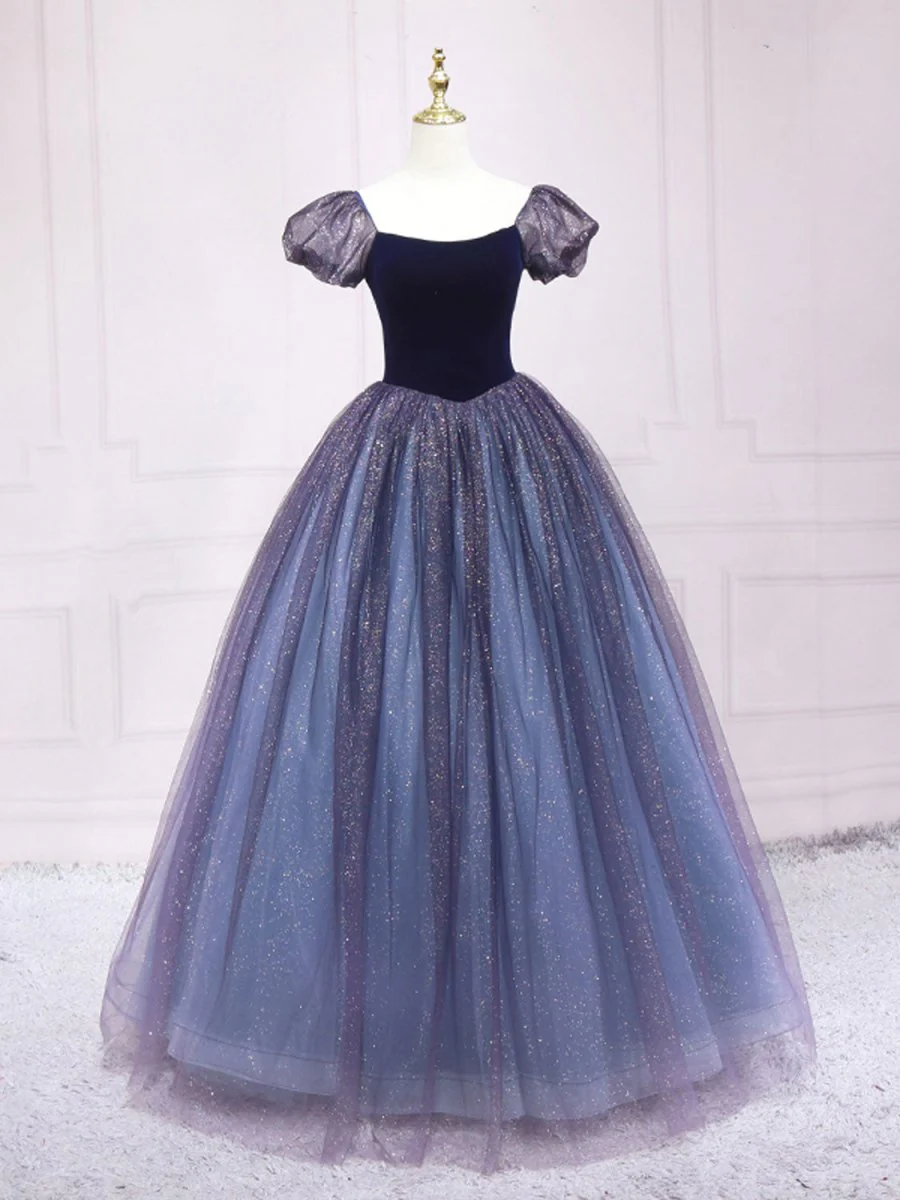 Quinceanera Dress Purple Tulle Long Prom Dresses