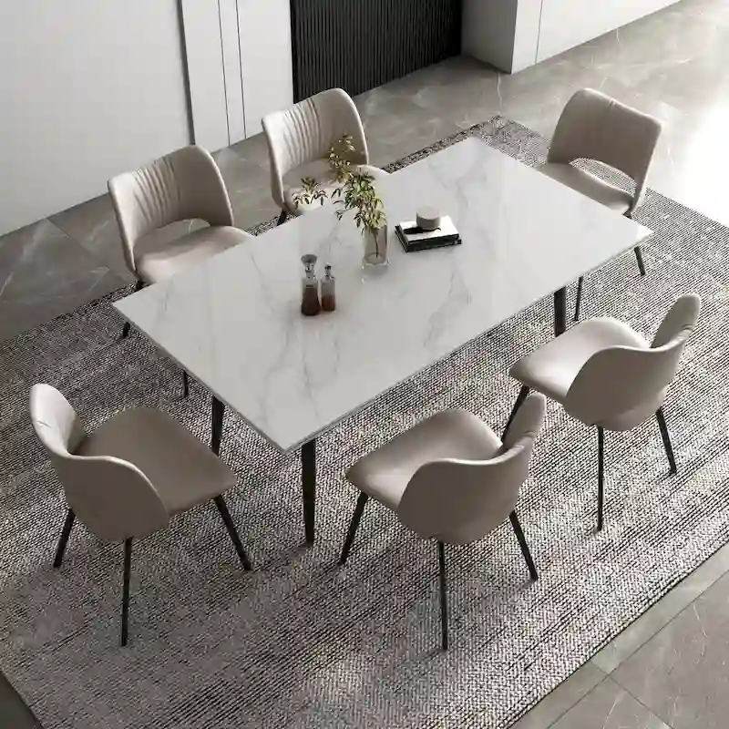 Extendable Dining Table Set with Sintered Stone Top - Seats 6-10