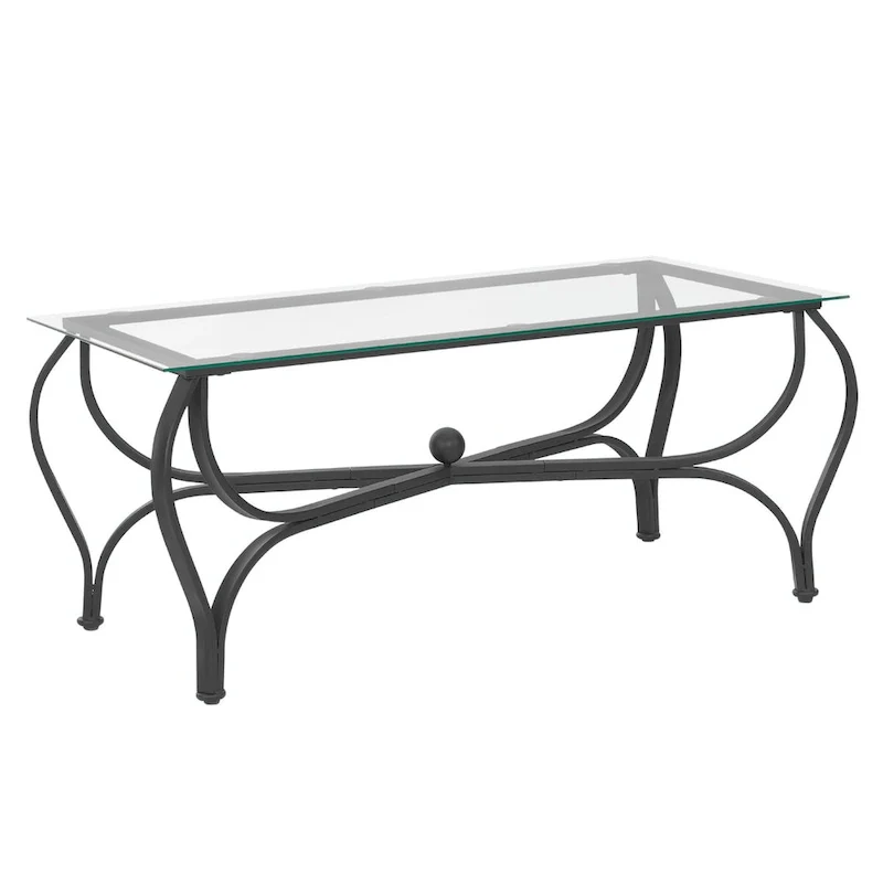 3-Piece Tempered Glass Coffee Table Set - Rectangle Coffee Table with 2 Square End Side Tables