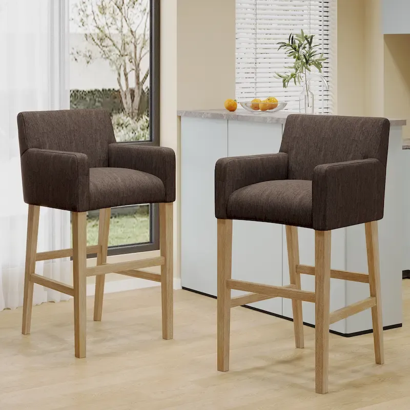 Armga Fabric and Rubberwood 30.5 inch Barstools (Set of 2) by Christopher Knight Home