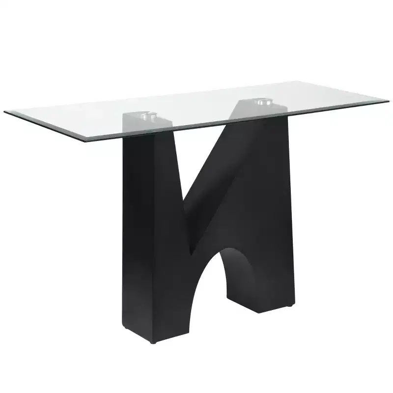 Riverpoint Modern Rectangle Console Table Clear/Black - HOMES: Inside + Out: Steel Frame, Beveled Edge