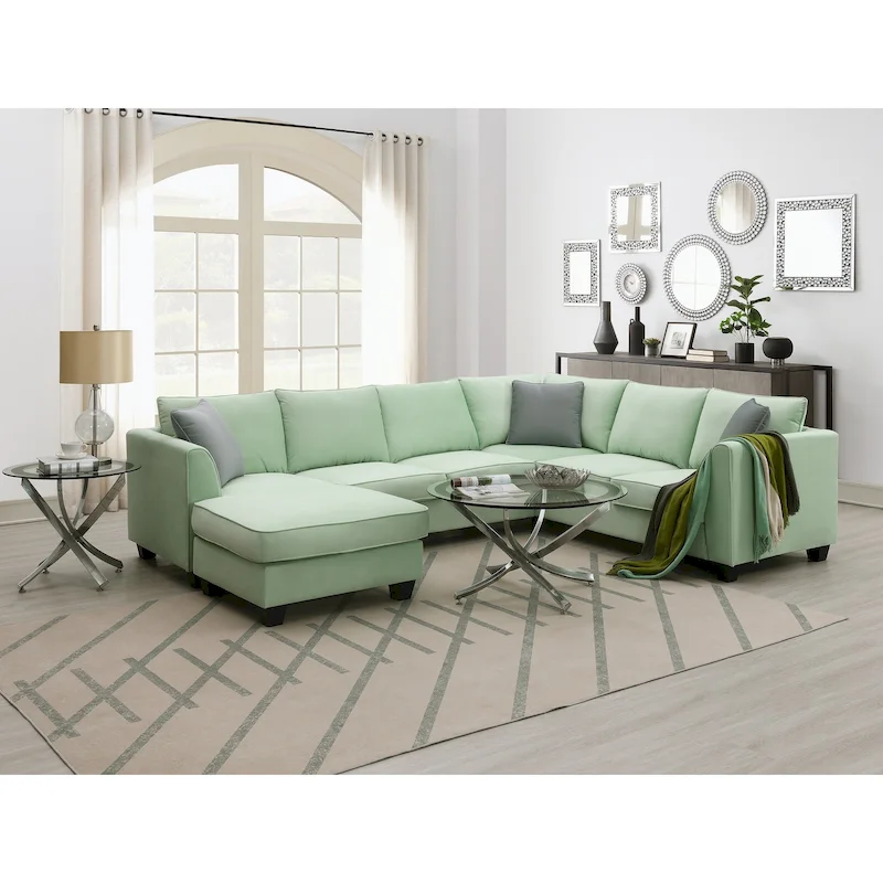 Modular Sectional Sofa with Ottoman and 3 Pillows