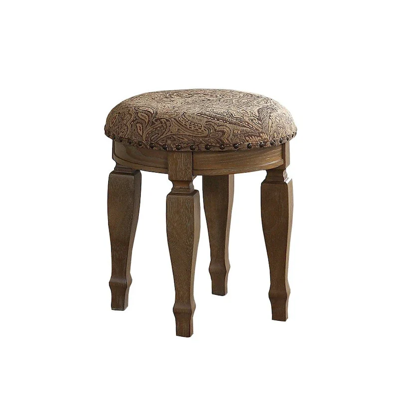 Rubber Wood Vanity Set with Stool