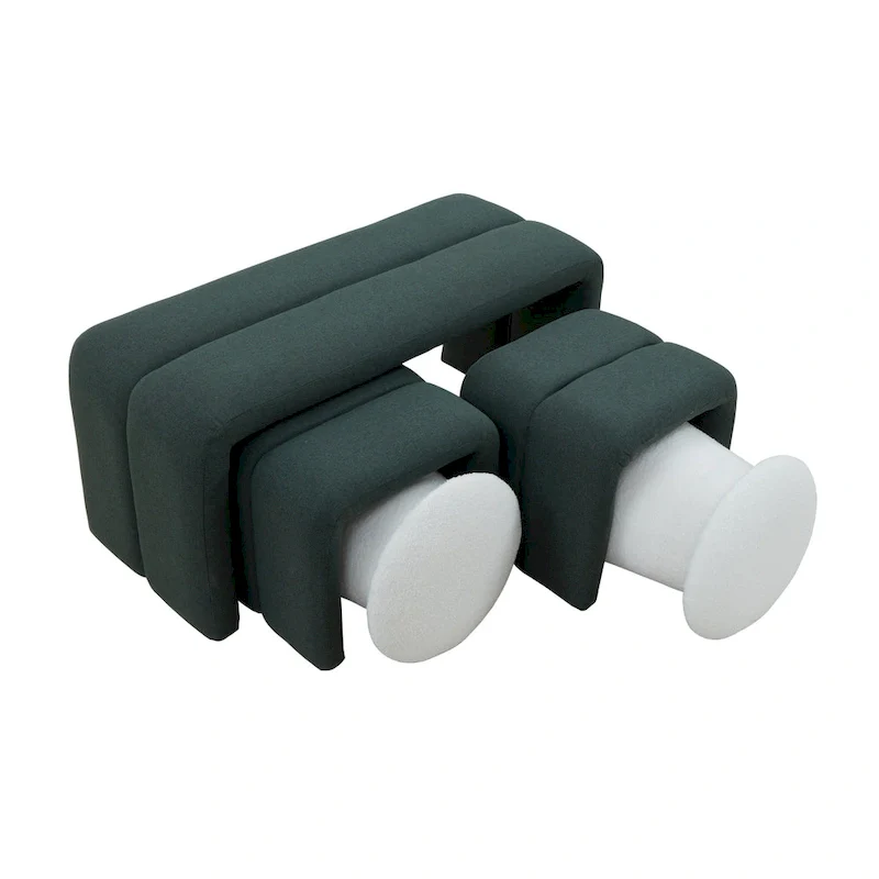 Modern Upholstered Bench Ottoman Set Including Four Benches