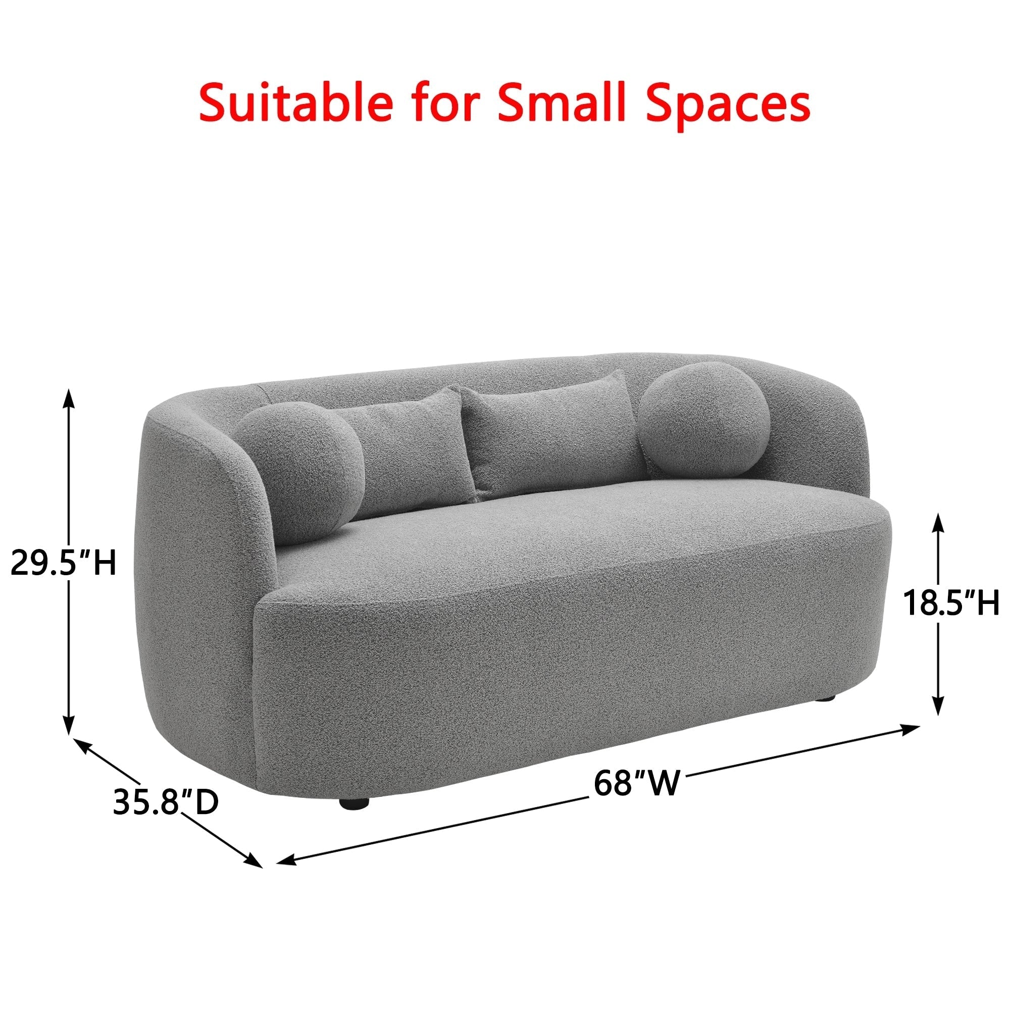 KINWELL Boucle Upholstered 2-Seats Loveseat with Pillows
