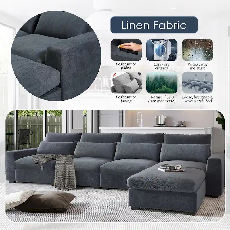 Merax Convertible Sofa Couch with Reversible Chaise