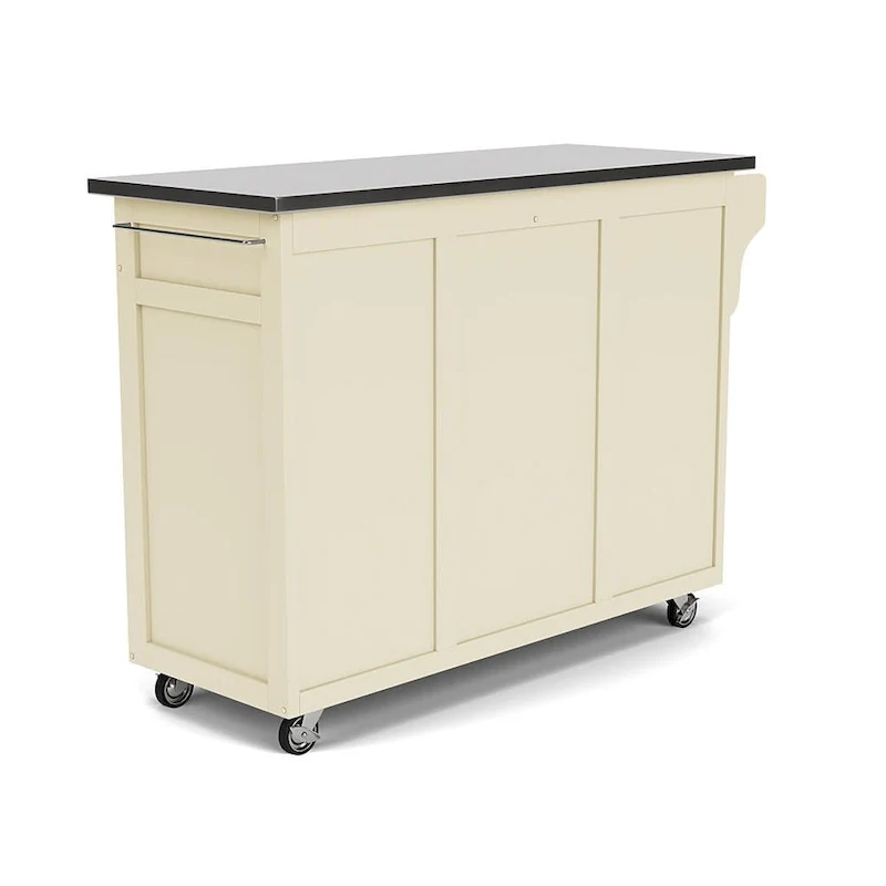 Copper Grove Puff Island White Finish with Stainless Steel Top Kitchen Cart